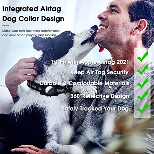 AirTag Dog Collar, SUPCHON Reflective Air Tag Dog Collar Adjustable Heavy Duty Dog Collar with AirTag Holder Durable Pet Collar for Small Medium Large Dogs