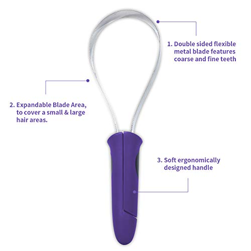 BOTH WINNERS Dual-Sided Shedding Blade with Stainless Steel Blade De-Shedding Tool for All Dog Coat Types- Soft Touch Grip (PURPLE)
