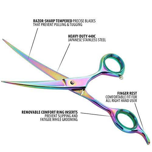Premium, Sharp, Durable Dog Grooming Scissors for Groomers and Pet Owners: Trusted by Groomers Worldwide for Unmatched Precision and Quality: Unleash the Artistry of Grooming with our Rainbow Scissors