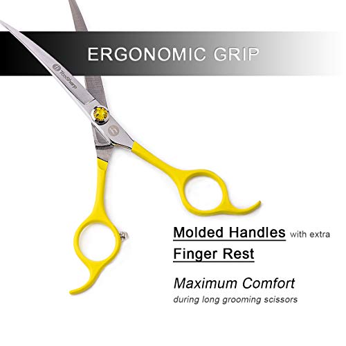 TooSharp Dog Grooming Curved Scissor - 7 Inch Professional Sharp Trimming Shears Designed for Right/Left handers for Long Short Hair of Cat Pet