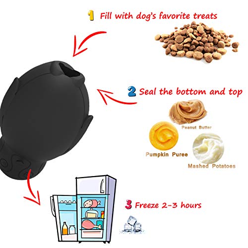 Penguin Durable Dog Chew Toys, Freezable Stuffable Puppy Treat Dispensing Chew Toys, Natural Rubber Interactive Puzzle Game Dog Toys for Small Medium Large dogs, Fun to Chase and Fetch, Beef Flavor