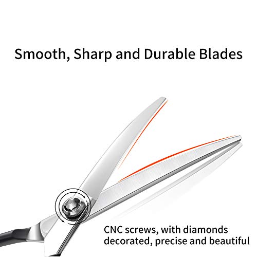Moontay 6.5inch Curved Dogs Grooming Scissors Professional Dog Grooming Scissor for Dogs, Cats and Pets Scissors Curved Shears 440C Japanese Stainless Steel Blade (Black)