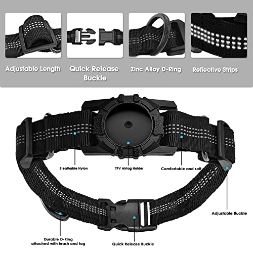 AirTag Dog Collar, SUPCHON Reflective Air Tag Dog Collar Adjustable Heavy Duty Dog Collar with AirTag Holder Durable Pet Collar for Small Medium Large Dogs