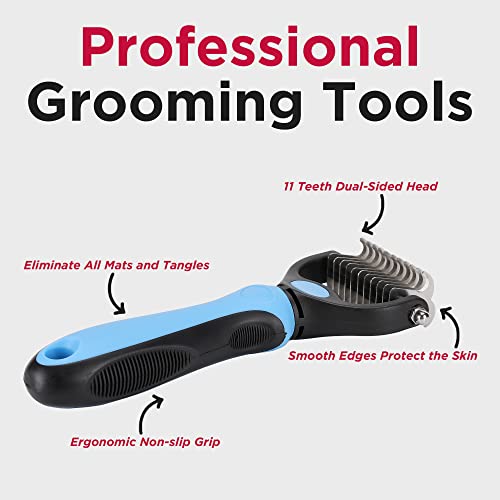 Nidawi Dog Brushes for Grooming Large Dogs Pet Dematting Comb Undercoat Rake Shedding Tool for Long Haired Dogs & Cats (Small, Blue)