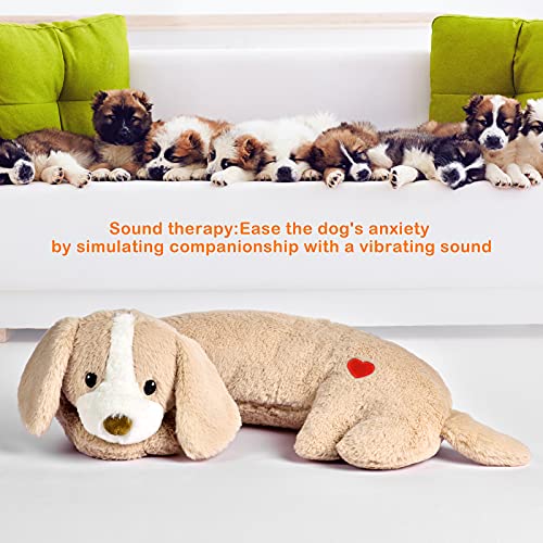 Moropaky Hearbeat Toy for Dog Anxiety Relief Behavioral Training Aid Toy, Light Brown