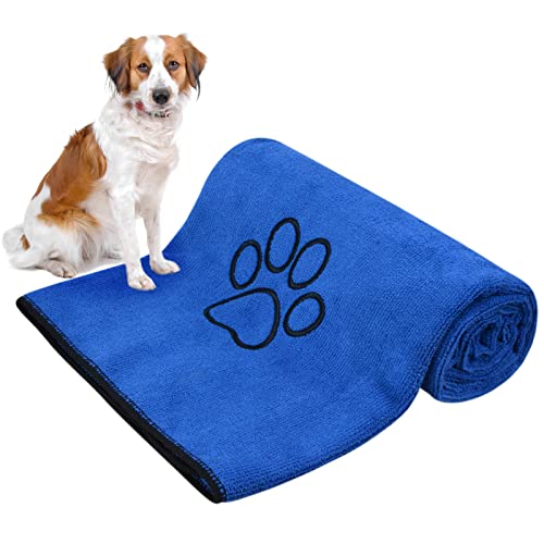 KinHwa Dog Towel Super Absorbent Pet Bath Towel Microfiber Dog Drying Towel for Small, Medium, Large Dogs and Cats 30inch x 50inch Dark-Blue