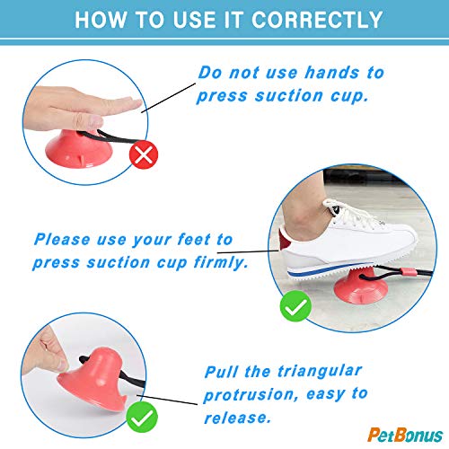 PetBonus Dog Chew Toys, Pet Rope Toys with 2 Suction Cups, Dog Puzzle and Teeth Cleaning Toy, Interactive Treat Food Dispensing Toys for Small Medium Large Dogs (Red, White)