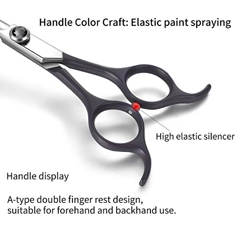 Moontay 6.5inch Curved Dogs Grooming Scissors Professional Dog Grooming Scissor for Dogs, Cats and Pets Scissors Curved Shears 440C Japanese Stainless Steel Blade (Black)