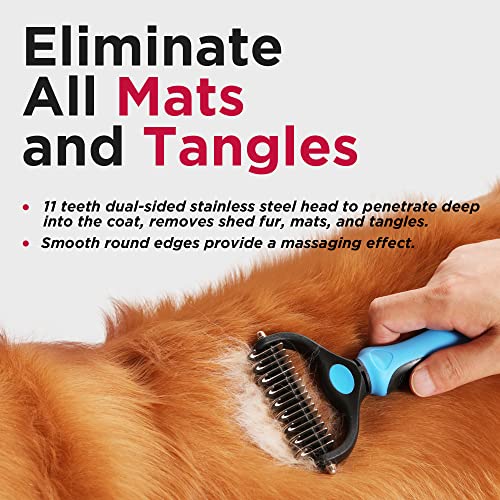 Nidawi Dog Brushes for Grooming Large Dogs Pet Dematting Comb Undercoat Rake Shedding Tool for Long Haired Dogs & Cats (Small, Blue)