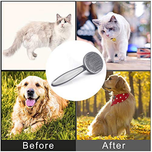 YoTelim Dog Brush Cat Brush with Massages Particle, Self Cleaning Slicker Brush for Dog Grooming, Gently Removes Loose Undercoat, Shedding Mats and Tangled Hair Suitable for All Long or Short Hair