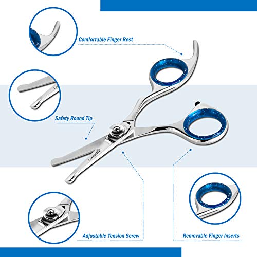 Laazar Pro Dog Grooming Scissors, Straight Pet Grooming Shears, with Safety Round Tip, Ball Point for Easy and Safe use. | Premium Sharp Long Lasting Professional Hair Trimming Scissors