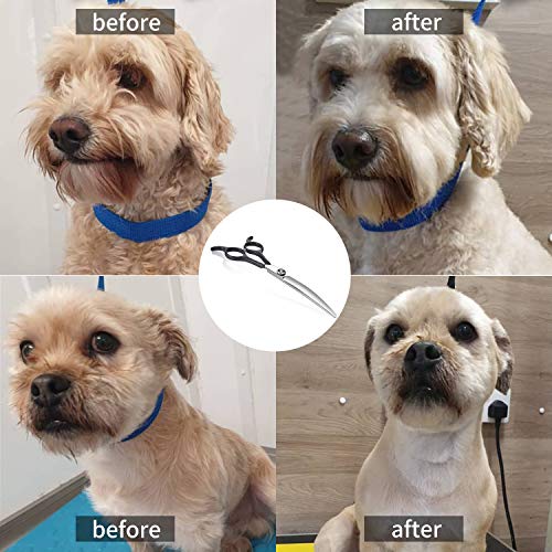 Moontay 6.5inch Curved Dogs Grooming Scissors Professional Dog Grooming Scissor for Dogs, Cats and Pets Scissors Curved Shears 440C Japanese Stainless Steel Blade (Black)
