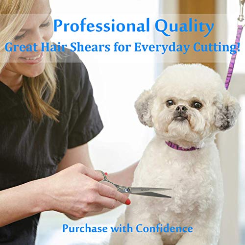 JASON 8" Straight Dog Grooming Scissors Long Pets Grooming Shears Premium Cats Trimming Kit with Offset Handle and a Jewelled Screw Sharp Comfortable Durable Light-Weight