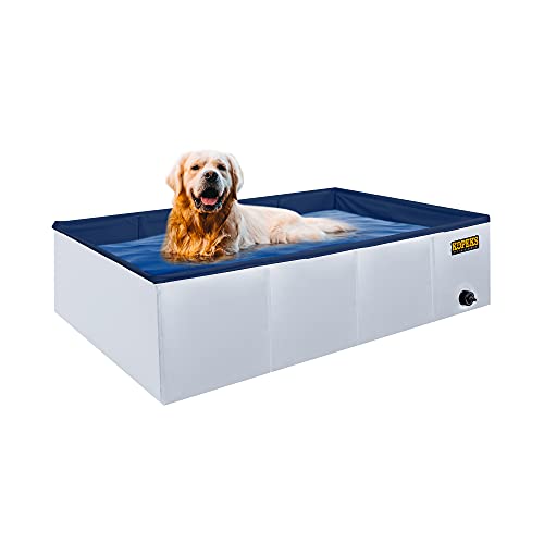 KOPEKS Outdoor Rectangular Swimming Pool Bathing Tub - Portable Foldable - Large - 43" x 27" - Grey,KPS-1081