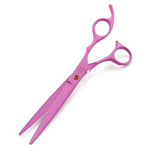 Moontay Professional 7.0" Dog Grooming Scissors Set, 4-pieces Straight, Upward Curved, Downward Curved, Thinning/Blending Shears for Dog, Cat and Pets, JP Stainless Steel, Pink
