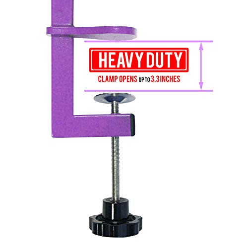 Downtown Pet Supply - Portable Dog Grooming Arm with Loop & Clamp for Pet Grooming Table - Dog Grooming Supplies 27in Foldable Purple Steel Arm with S/M (19 or 21in) No Sit Haunch Holder
