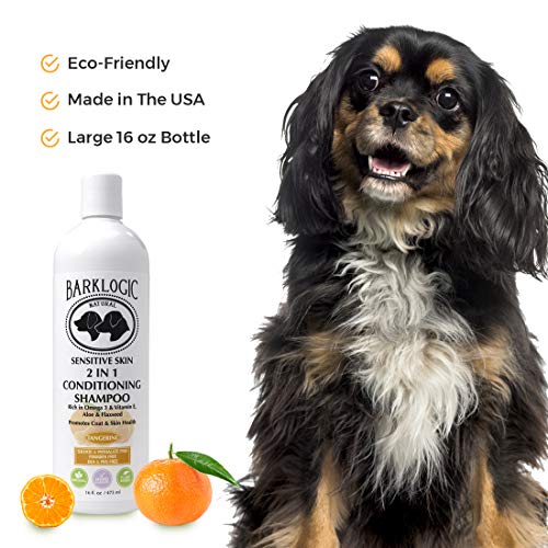 BarkLogic Plant Based 2 in 1 Dog Shampoo and Conditioner, Tangerine, 16 fl oz - No Parabens, No Phthalates, No Sulfates, No DEA & PEG, Hypoallergenic