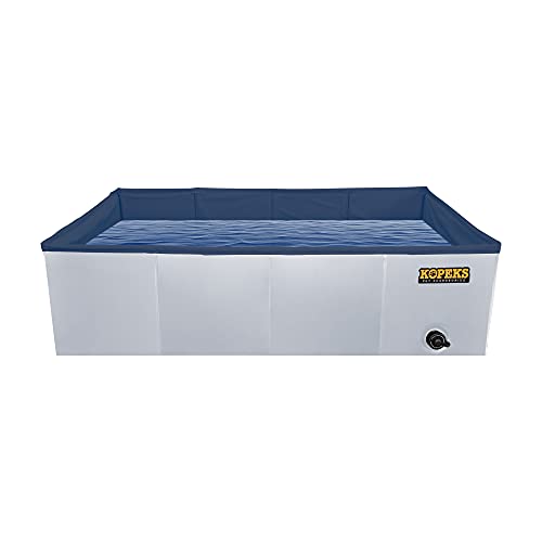 KOPEKS Outdoor Rectangular Swimming Pool Bathing Tub - Portable Foldable - Large - 43" x 27" - Grey,KPS-1081