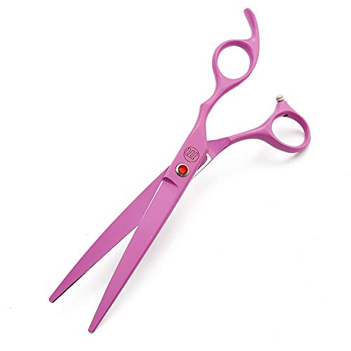 Moontay Professional 7.0" Dog Grooming Scissors Set, 4-pieces Straight, Upward Curved, Downward Curved, Thinning/Blending Shears for Dog, Cat and Pets, JP Stainless Steel, Pink