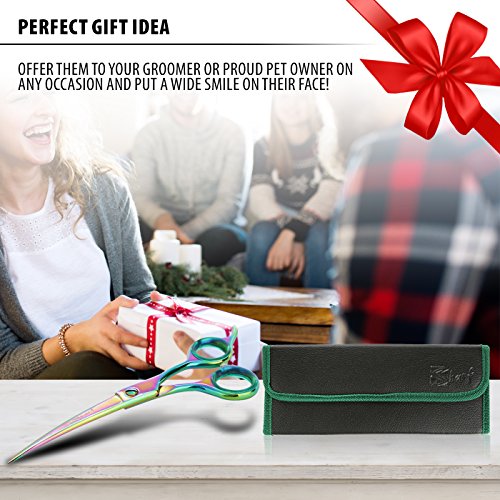 Premium, Sharp, Durable Dog Grooming Scissors for Groomers and Pet Owners: Trusted by Groomers Worldwide for Unmatched Precision and Quality: Unleash the Artistry of Grooming with our Rainbow Scissors