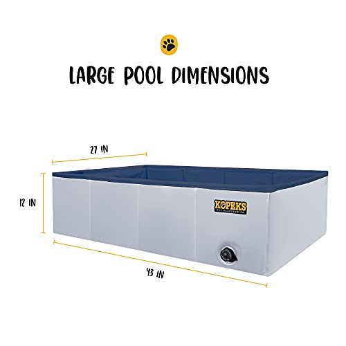 KOPEKS Outdoor Rectangular Swimming Pool Bathing Tub - Portable Foldable - Large - 43" x 27" - Grey,KPS-1081