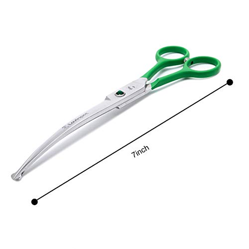 LovinPet Pet 7" Curved Scissor Right/Left-Handed Pet Round-Tip Grooming Stainless Steel Safety Trimming Shears for Dogs and Cats (Easy use Curved Scissor)