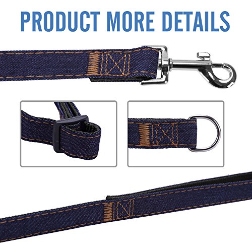 Bark Lover Dog Harness Leash and Collar Matching Sets for Small Puppy Medium Large Dogs Pets, Heavy Duty Nylon with Denim Design, Perfect Accessories for Walking Training Your Dog(S,Black)