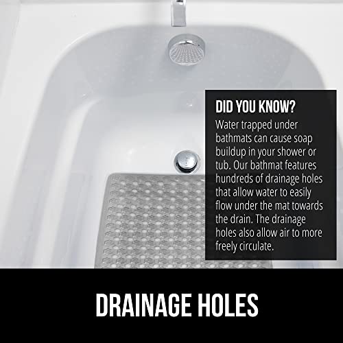 Gorilla Grip Patented Bath Tub and Shower Mat, 35x16, Machine Washable, Extra Large Bathtub Mats with Drain Holes and Suction Cups to Keep Floor Clean, Soft on Feet, Bathroom Accessories, Gray