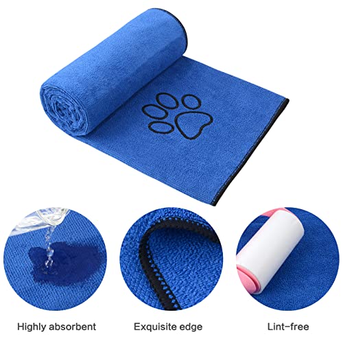KinHwa Dog Towel Super Absorbent Pet Bath Towel Microfiber Dog Drying Towel for Small, Medium, Large Dogs and Cats 30inch x 50inch Dark-Blue