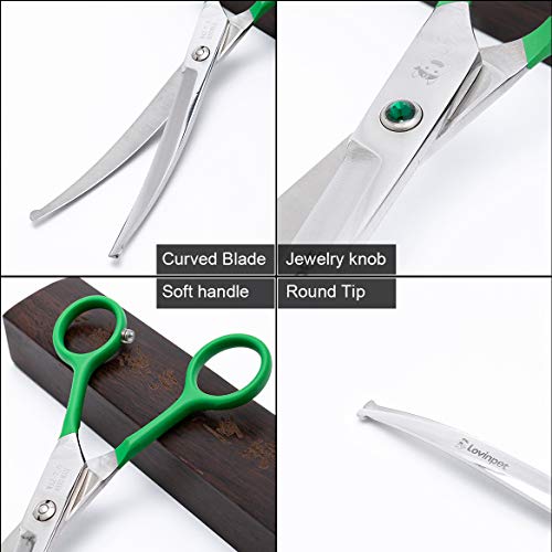 LovinPet Pet 7" Curved Scissor Right/Left-Handed Pet Round-Tip Grooming Stainless Steel Safety Trimming Shears for Dogs and Cats (Easy use Curved Scissor)