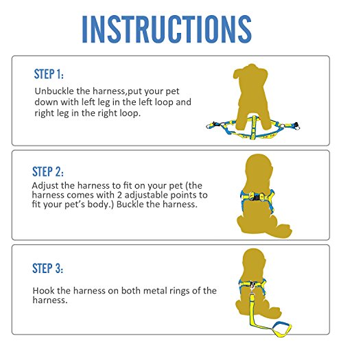 Bark Lover Dog Harness Leash and Collar Matching Sets for Small Puppy Medium Large Dogs Pets, Heavy Duty Nylon with Denim Design, Perfect Accessories for Walking Training Your Dog(S,Black)