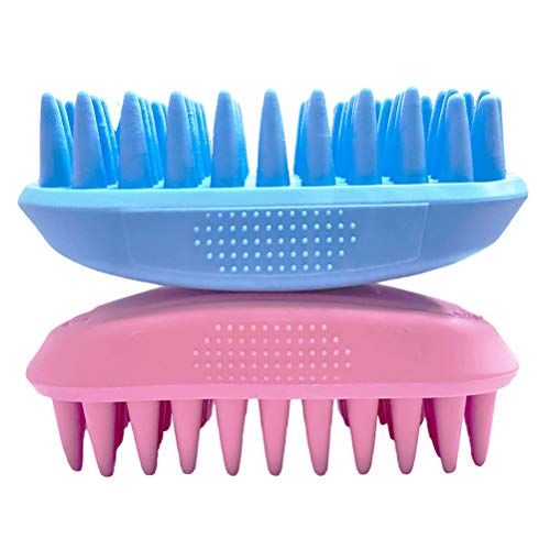 ZOOPOLR Pet Silicone Shampoo Brush for Long & Short Hair Medium Large Pets Dogs Cats, Anti-Skid Rubber Dog Cat Pet Mouse Grooming Shower Bath Brush Massage Comb (Blue (New))