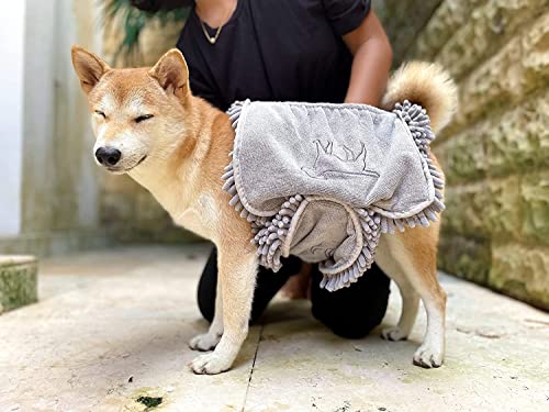 Tuff Pupper Large Dog Shammy Towel | Ultra Absorbent | Durable 35 x 15 Size for Dogs of All Breeds | Quick Drying Chenille Fabric | Designed for Indoor and Outdoor Use | Machine Washable