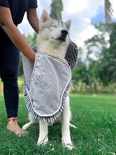Tuff Pupper Large Dog Shammy Towel | Ultra Absorbent | Durable 35 x 15 Size for Dogs of All Breeds | Quick Drying Chenille Fabric | Designed for Indoor and Outdoor Use | Machine Washable