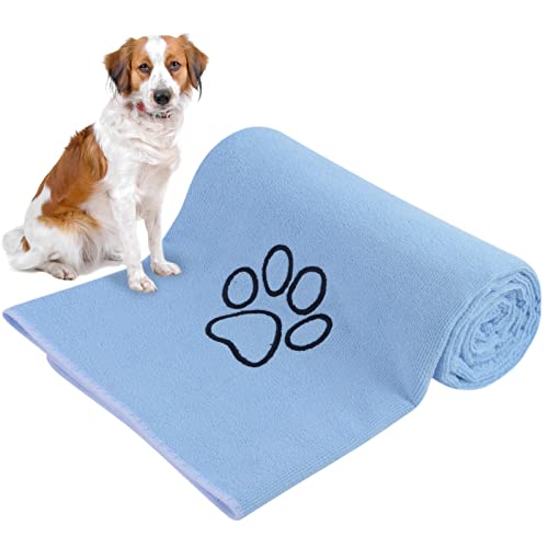 KinHwa Dog Towel Super Absorbent Pet Bath Towel Microfiber Dog Drying Towel for Small, Medium, Large Dogs and Cats 30inch x 50inch Light-Blue