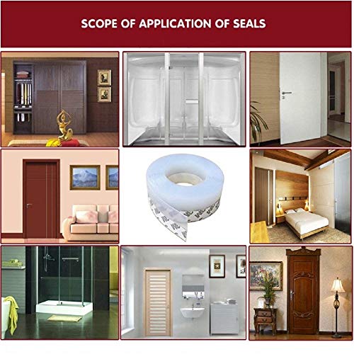 Zengest Door Strip Bottom, House and Glass Shower Door Seal Strip for Side of Door, 1.38 in x 16.4 Feet, 3M(Transparent)