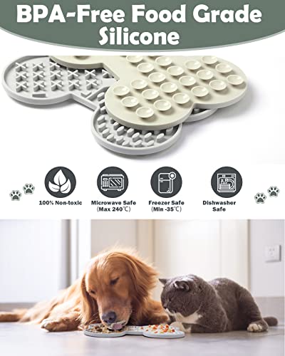 Petbank Lick Mat for Dogs and Cats - Dog Licking Mat with Suction Cups, Dog Peanut Butter Lick Pad for Anxiety Relief and Slow Feed Training (3 Pcs Pink+Gray+Cream)