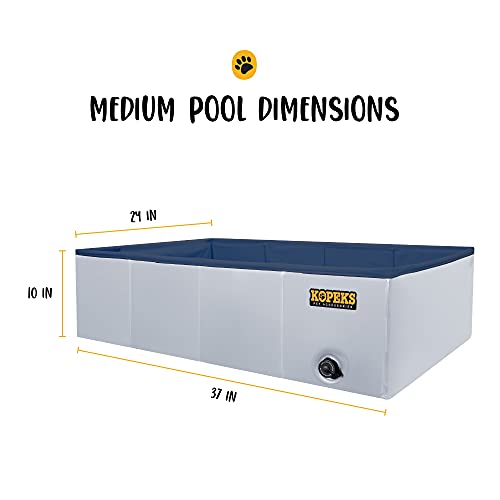 KOPEKS Outdoor Rectangular Swimming Pool Bathing Tub - Portable Foldable - Medium - 37" x 24" - Grey,KPS-1080