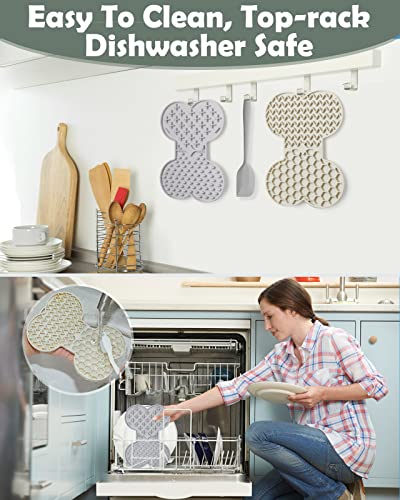 Petbank Lick Mat for Dogs and Cats - Dog Licking Mat with Suction Cups, Dog Peanut Butter Lick Pad for Anxiety Relief and Slow Feed Training (3 Pcs Pink+Gray+Cream)