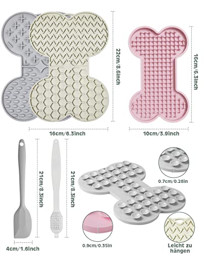 Petbank Lick Mat for Dogs and Cats - Dog Licking Mat with Suction Cups, Dog Peanut Butter Lick Pad for Anxiety Relief and Slow Feed Training (3 Pcs Pink+Gray+Cream)