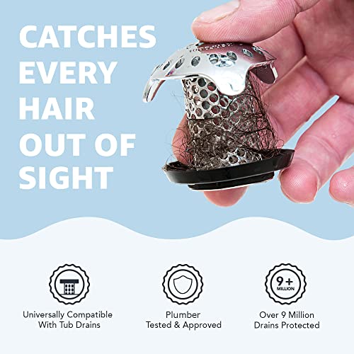 TubShroom Ultra Revolutionary Bath Tub Drain Protector Hair Catcher/Strainer/Snare Steel, Stainless Single Pack