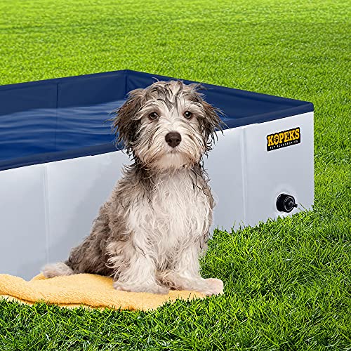 KOPEKS Outdoor Rectangular Swimming Pool Bathing Tub - Portable Foldable - Medium - 37" x 24" - Grey,KPS-1080