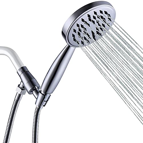 100% Metal Hand Held Shower Head with Hose and Holder | Made with Stainless Steel and Brass | High Pressure Handheld Showerhead, Adjustable Bracket?Extra Long Flexible Hose