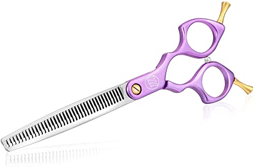 6.5 inch Professinal Pet Grooming Scissor Aeronautical Aluminum Handle Dog&Cat Grooming Shear with Bag by Moontay (C-Purple)