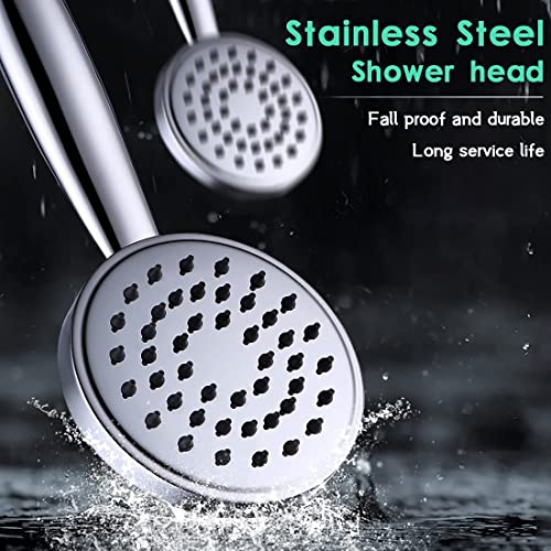 100% Metal Hand Held Shower Head with Hose and Holder | Made with Stainless Steel and Brass | High Pressure Handheld Showerhead, Adjustable Bracket?Extra Long Flexible Hose