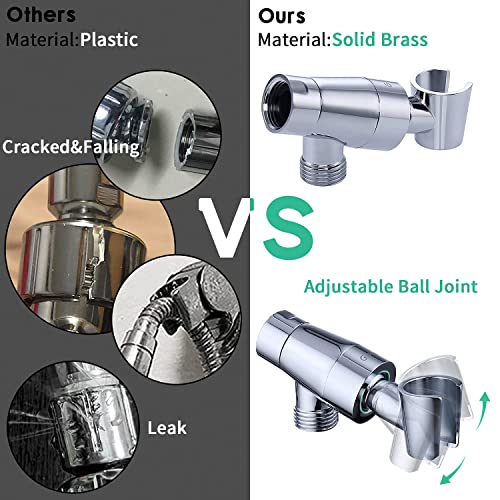 100% Metal Hand Held Shower Head with Hose and Holder | Made with Stainless Steel and Brass | High Pressure Handheld Showerhead, Adjustable Bracket?Extra Long Flexible Hose