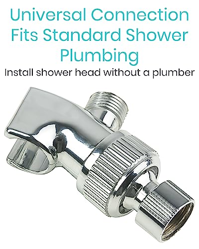 Vive Handheld Shower Head - Long Hose, High Pressure, Chrome Finish Bathroom Faucet Kit with Large Waterfall, Rainfall Head - Universal Adapter Holder Mount for Wall - Clean, Overhead Rain Style