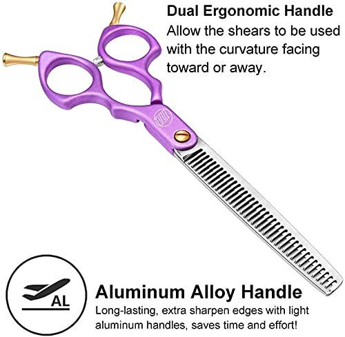 6.5 inch Professinal Pet Grooming Scissor Aeronautical Aluminum Handle Dog&Cat Grooming Shear with Bag by Moontay (C-Purple)