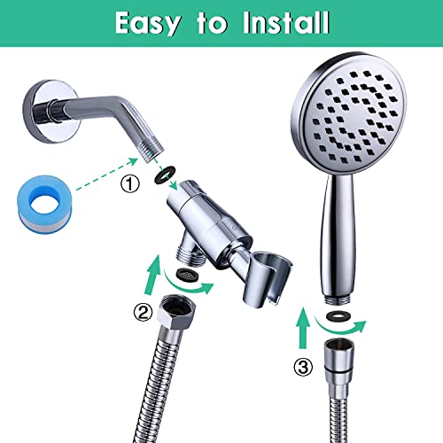 100% Metal Hand Held Shower Head with Hose and Holder | Made with Stainless Steel and Brass | High Pressure Handheld Showerhead, Adjustable Bracket?Extra Long Flexible Hose