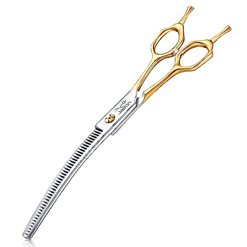 JASON 7.5" Curved Dog Grooming Scissors, Cats Grooming Shears Pets Trimming Kit for Right Handed Groomers, Sharp, Comfortable, Light-Weight Shear